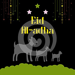 Eid Al Adha Background. Islamic Arabic lanterns. Translation Eid Al Adha