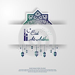 Eid al Adha or Fitr Mubarak islamic greeting card design. abstract mandala with pattern ornament and hanging lantern element. back photo