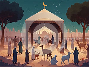 Eid Al Adha Illustration. Generative AI photo