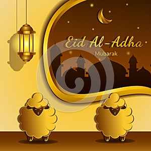 Eid al adha mubarak background, Eid al adha goat symbol design. Islamic concept for happy edi al adha
