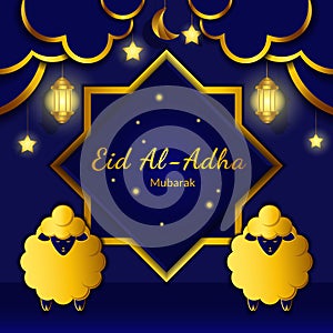 Eid al adha mubarak background, geometric square background. Islamic concept for happy edi al adha