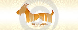 Eid al adha mubarak bakrid festival with goat and mosque