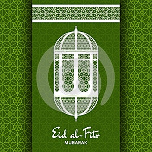 Eid al-Fitr Background. Islamic Arabic lantern. Greeting card. Vector illustration.