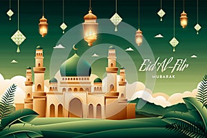 Eid al-fitr background in realistic design