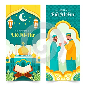 Eid al-fitr banners in flat design photo