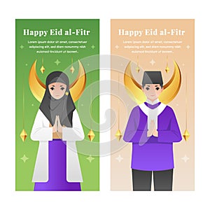 Eid al-fitr banners in realistic style