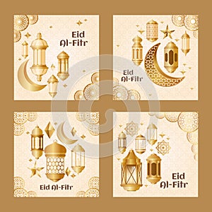 Eid al fitr cards in gradient design photo