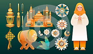 Eid al-fitr elements in gradient style