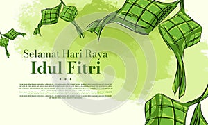 Eid Al-Fitr indonesian greeting card post card background vector holliday banner vector design photo