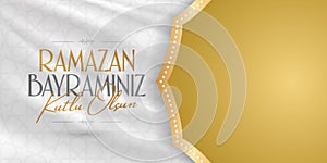 Eid al-Fitr Mubarak Islamic Feast Greetings Turkish: Ramazan Bayraminiz Kutlu Olsun Holy month of muslim community Ramazan. Bill