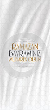 Eid al-Fitr Mubarak Islamic Feast Greetings Turkish: Ramazan Bayraminiz Mubarek Olsun Holy month of muslim community Ramazan. Bi