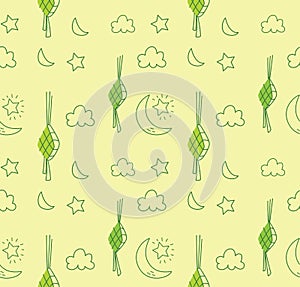 Eid al fitr or ramadan celebration cartoon doodle background for