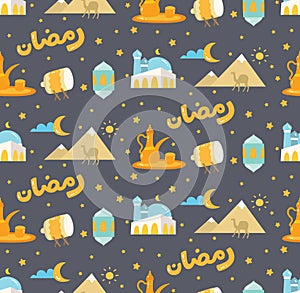 Eid al fitr or ramadan celebration cartoon doodle background for