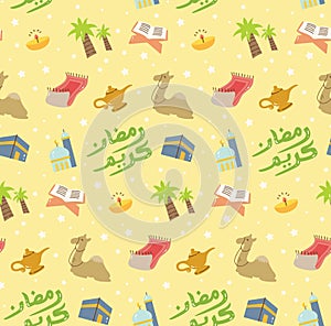Eid al fitr or ramadan celebration cartoon doodle background for