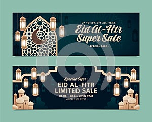 Eid al fitr realistic banner set