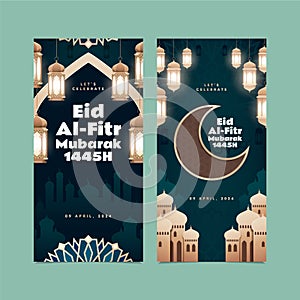 Eid al fitr realistic banner set