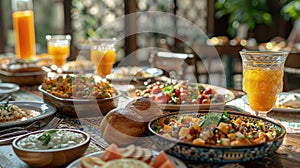 During Eid al-Fitr, a traditional Middle Eastern family dinner is served. The meal is followed by the breaking of fast