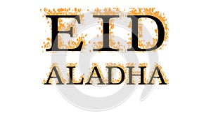 Eid AlAdha fire text effect white isolated background