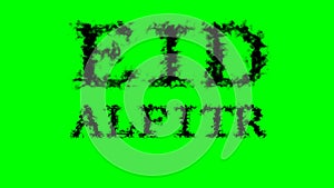 Eid AlFitr smoke text effect green isolated background
