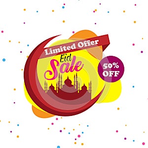 Eid Festival Sale, Offer Design Tag, Sticker with 50% Discount.Sh poster design