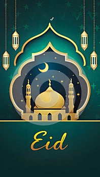 Eid Festive celebration banner template, Islamic design