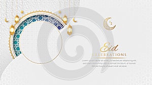 Eid Mubarak Arabic Islamic Mandala style social media banner design with empty space for photo