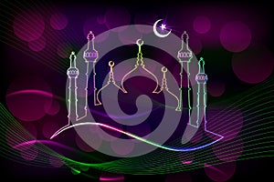 Eid Mubarak background with Islamic Mosque