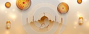 Eid mubarak decorative muslim festival wishes banner design