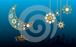 Eid Mubarak greeting Card Illustration, Ramadan Kareem vector Wishing for Islamic festival for poster.