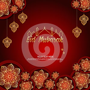 Eid Mubarak greeting Card Illustration. vector Wishing for Islamic festival for banner, poster, background, flyer,illustration