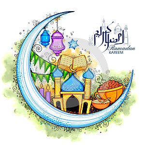 Eid Mubarak Happy Eid background for Islam religious festival on holy month of Ramazan photo