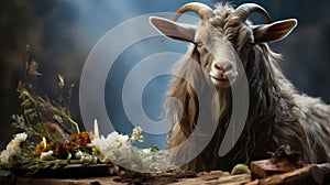 eid mubarak idul adha an explanation of the meaning of sacrifice goat photo