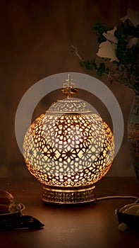 Eid Mubarak lamp intricately designed, exuding festive charm
