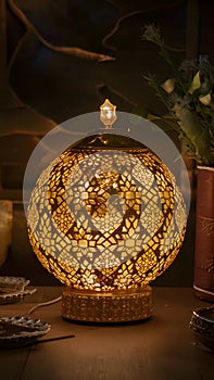 Eid Mubarak lamp intricately designed, exuding festive charm