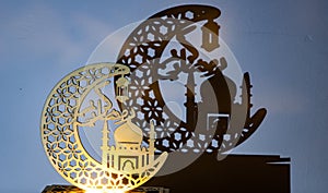 eid Mubarak lantern at night  Muslim holiday