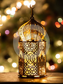 eid Mubarak lantern at night  Muslim holiday