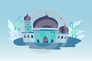 Eid mubarak mosque illustration photo