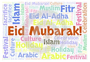 Eid Mubarak word cloud.