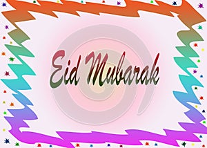 Eid mubark with different color words and border