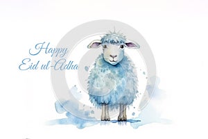 Eid Ul-Adha Mubarak greeting card watercolor Generative AI