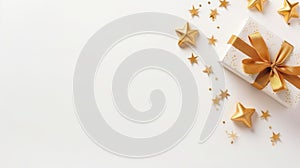 Eid Ul-fitr Gift Decoration On Solid White Background Flat Lay photo
