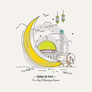 Eidul Fitri Line Art Style
