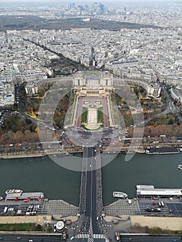 Eiffel Tour, panoramic view of Trocadero, Paris , France