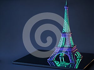 Eiffel Tower with 3D Abstract Model and Global Illumination.