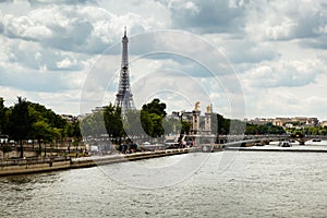 Eiffel Tower and Alexander the Third Bridge, Paris