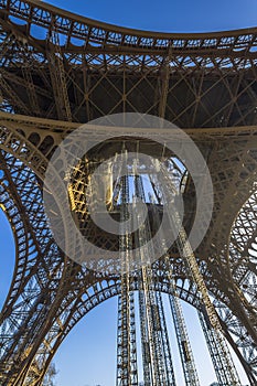 The Eiffel Tower architecture from below