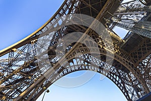 The Eiffel Tower architecture from below