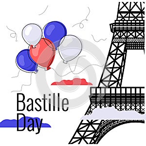 Eiffel tower bastille day balloon clouds