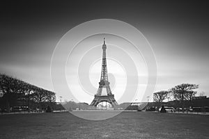 Eiffel tower black and white