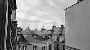 The Eiffel tower in Black and white, Landmark of Paris, France